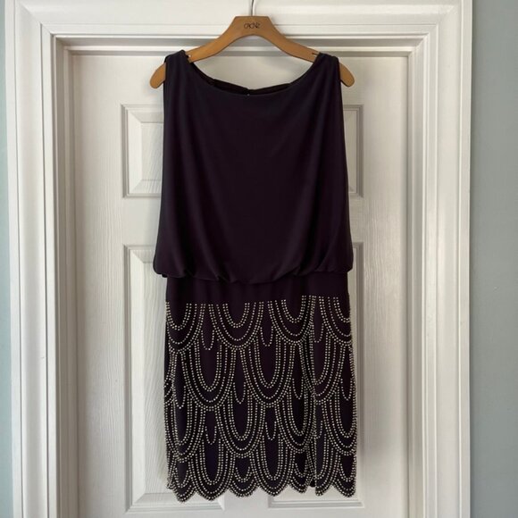 Caché beaded charcoal grey sleeveless draped dress, 12 - Picture 1 of 7